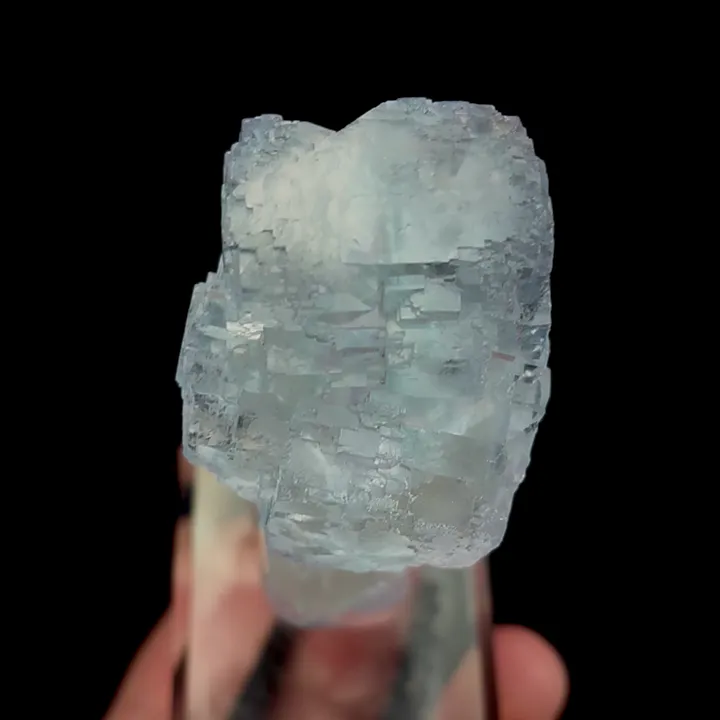 Natural Blue Cubic Fluorite and Quartz, Mineral Specimen:Yaogangxian,Hunan (35*35*60MM) - image 4