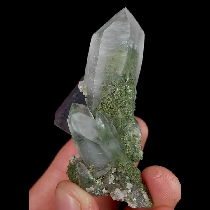 Natural Blue Cubic Fluorite and Quartz, Mineral Specimen:Yaogangxian,Hunan (35*60*30MM) image