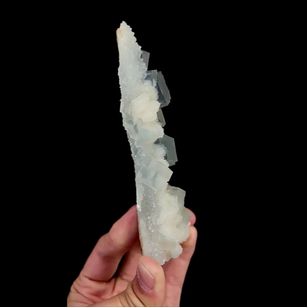 Natural Blue Cubic Fluorite and Quartz, Mineral Specimen:Yaogangxian,Hunan (40*140*25MM) - image 4