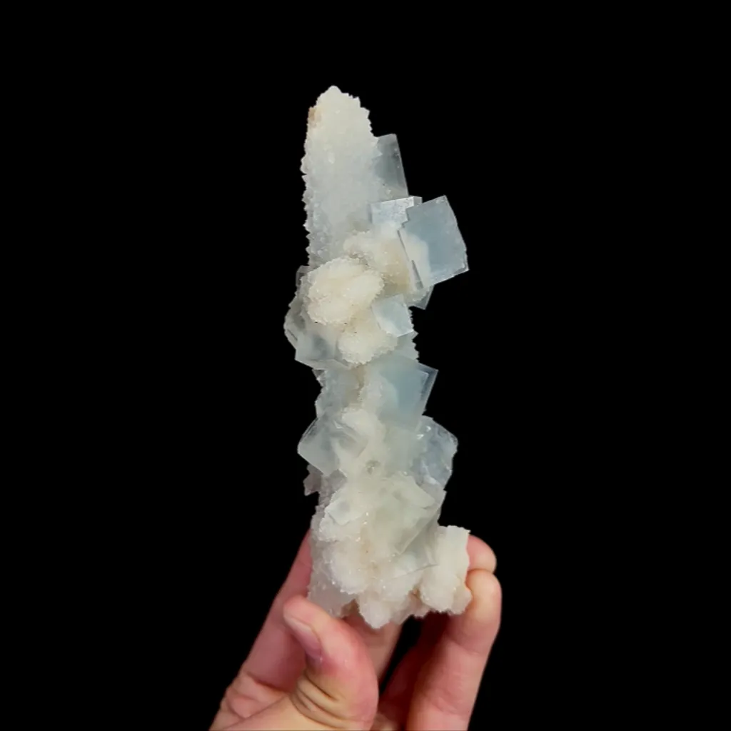 Natural Blue Cubic Fluorite and Quartz, Mineral Specimen:Yaogangxian,Hunan (40*140*25MM) - image 6