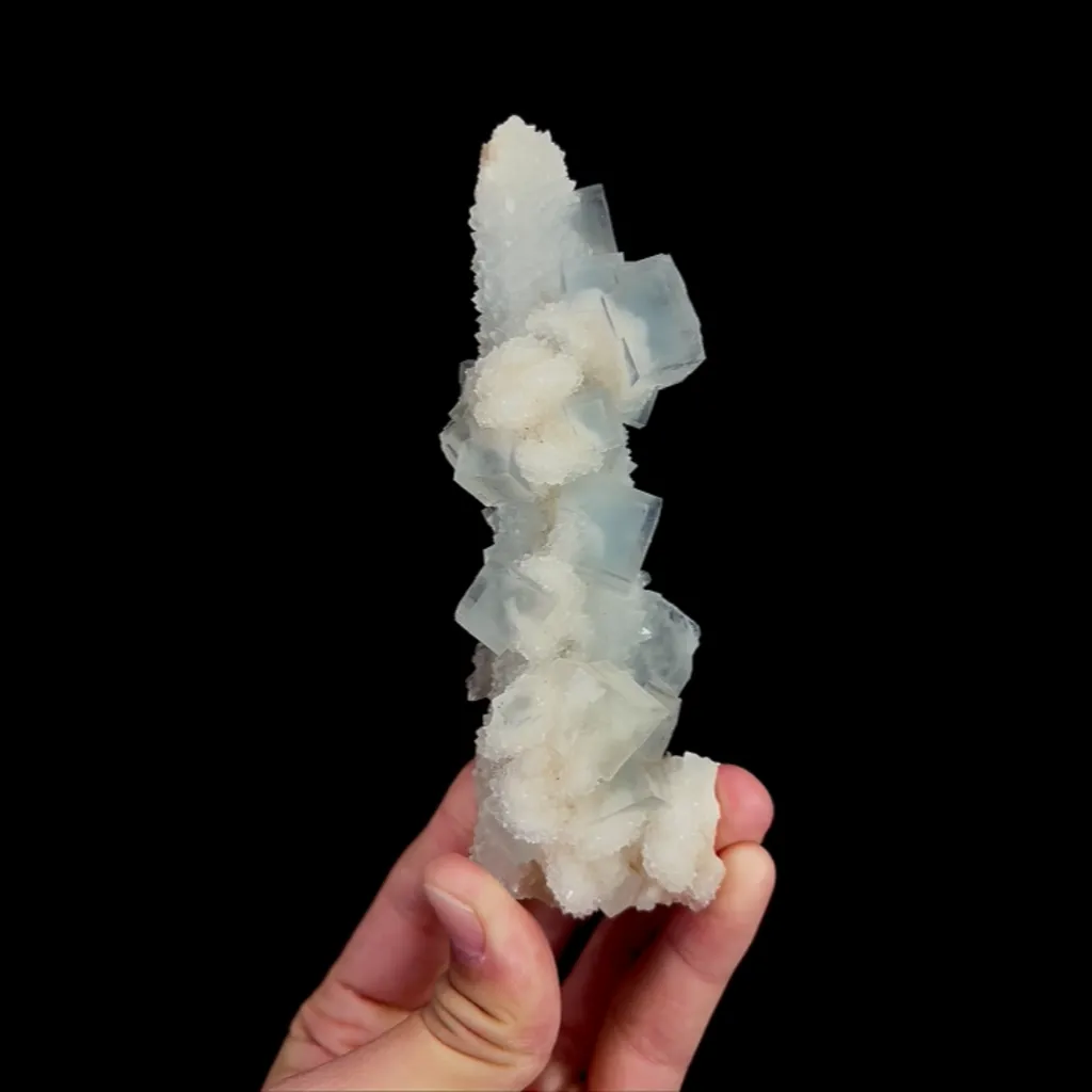 Natural Blue Cubic Fluorite and Quartz, Mineral Specimen:Yaogangxian,Hunan (40*140*25MM) - image 5