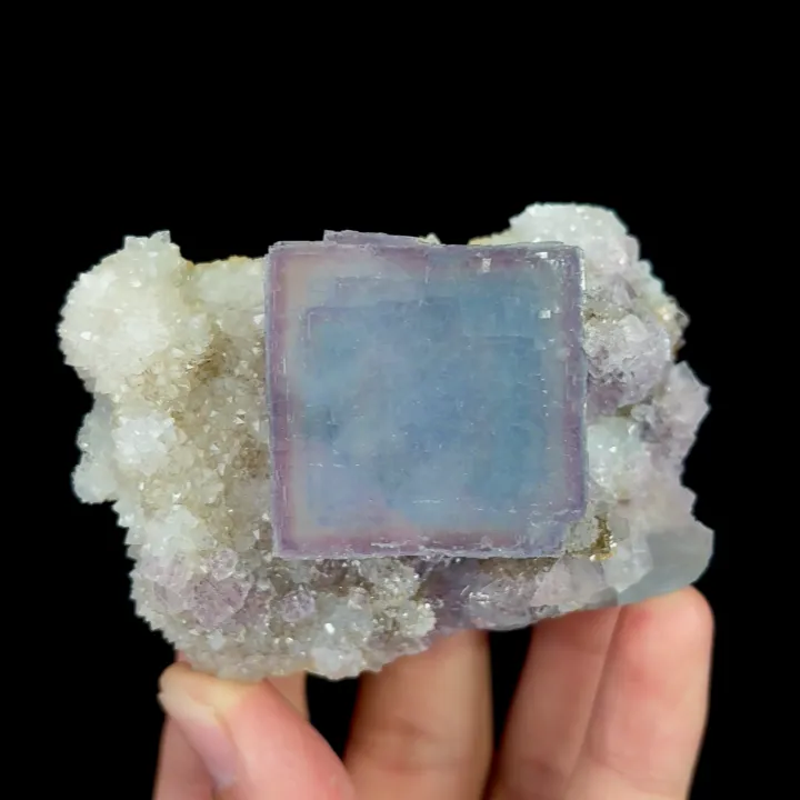 Natural Blue Cubic Fluorite and Quartz, Mineral Specimen:Yaogangxian,Hunan (80*55*50MM) image
