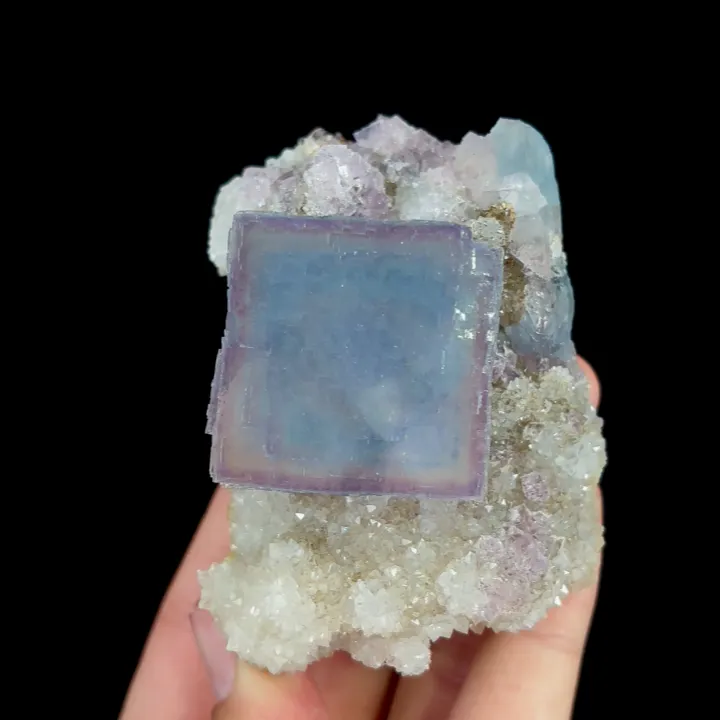 Natural Blue Cubic Fluorite and Quartz, Mineral Specimen:Yaogangxian,Hunan (80*55*50MM) - image 4