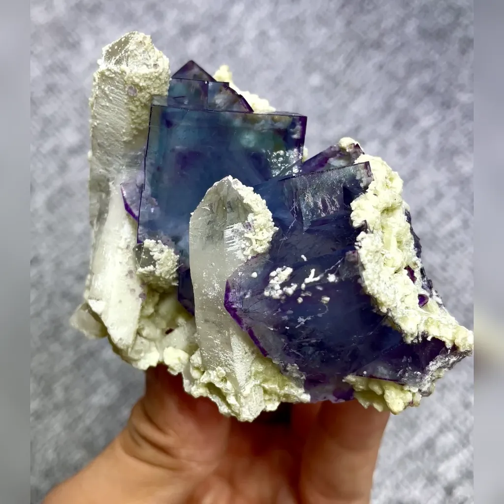 Natural Blue Cubic Fluorite and Quartz Symbiosis comes from Yaogangxian,Hunan 80*55*40MM - image 5
