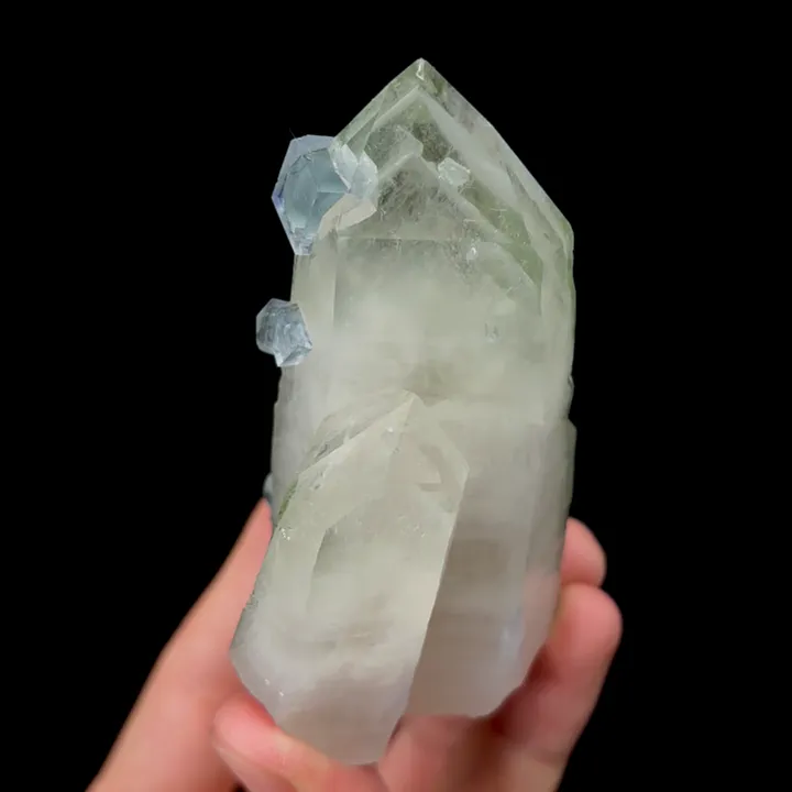 Natural Blue Cubic Fluorite and Quartz Tower Mineral Specimen,High Quality Specimen,YAO GANG XIAN,HUNAN,CHINA(40*50*80mm) - image 3