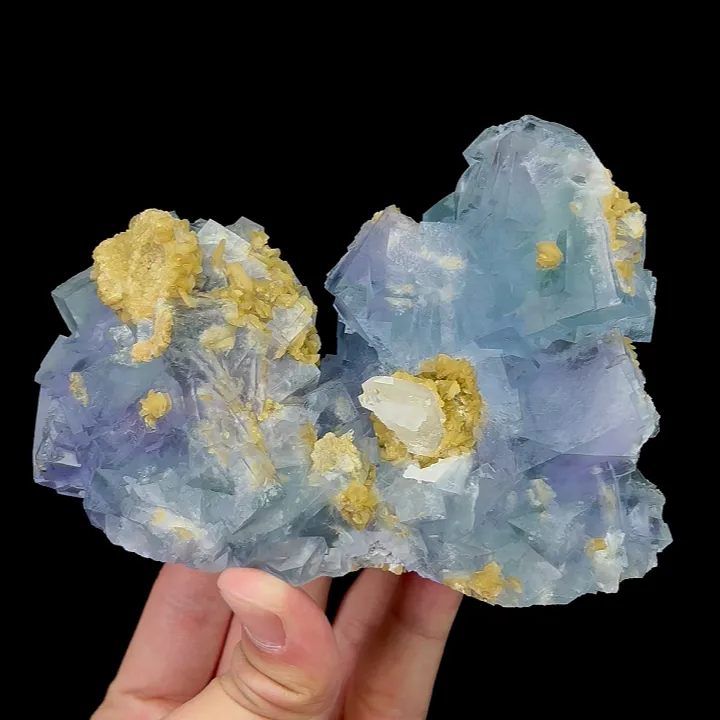 Natural Blue Cubic Fluorite and Siderite, Mineral Specimen:Yaogangxian,Hunan (125*90*50MM) image