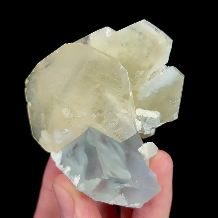 Natural Blue Cubic Fluorite and Yellow Calcite, Mineral Specimen:Fujian,China (60*65*35MM) image