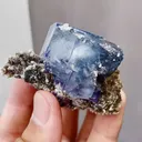 Natural Blue Cubic Fluorite coexists with Jamstenite and Mica comes from Yaogangxian,Hunan 50*60*40MM - image 4