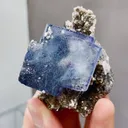 Natural Blue Cubic Fluorite coexists with Jamstenite and Mica comes from Yaogangxian,Hunan 50*60*40MM - image 1