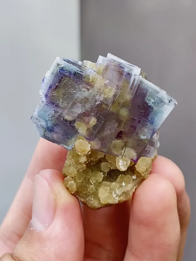Natural Blue Cubic Fluorite coexists with Mica comes from Yaogangxian,Huann 30*40*30MM image