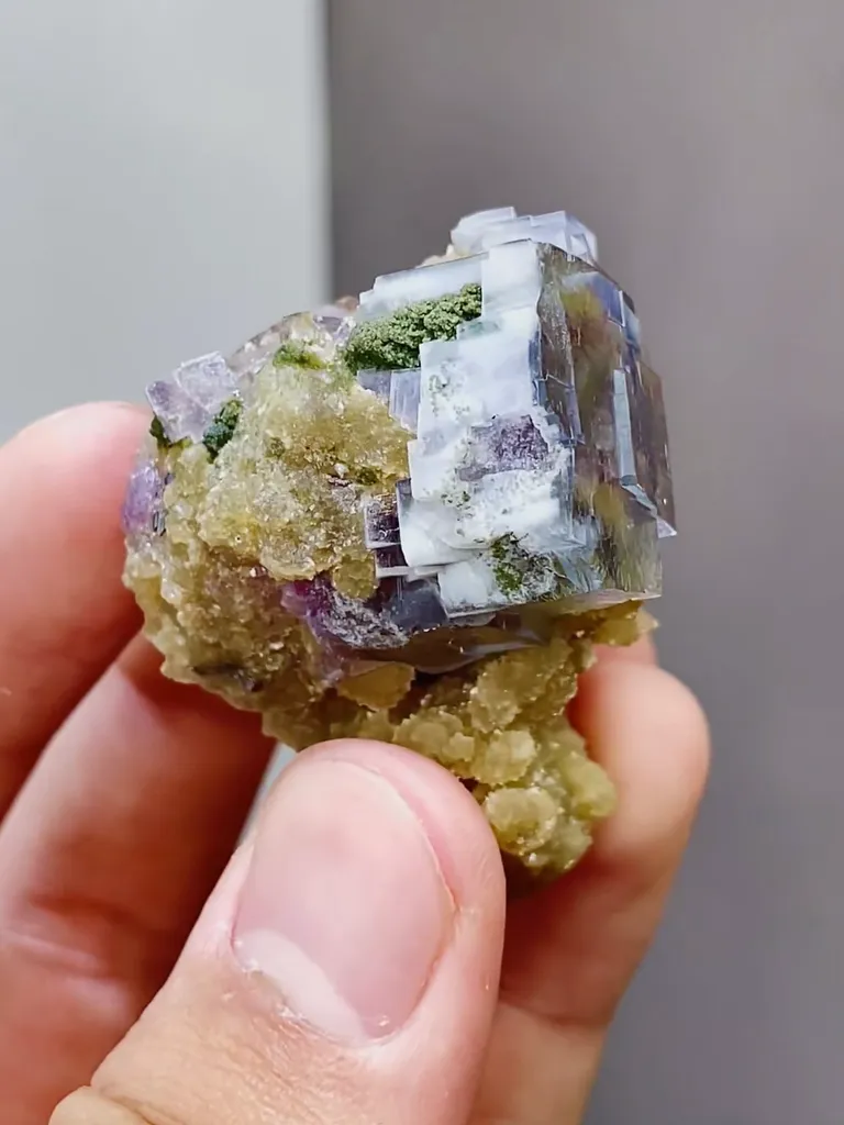 Natural Blue Cubic Fluorite coexists with Mica comes from Yaogangxian,Huann 30*40*30MM - image 4