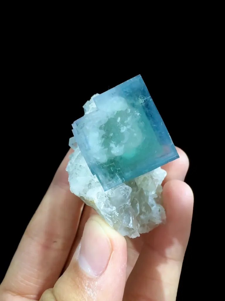 Natural  Blue Cubic Fluorite coexists with Smoky Quartz comes from Xianghualing,Hunan 50*30*47MM - image 3