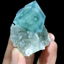 Natural  Blue Cubic Fluorite coexists with Smoky Quartz comes from Xianghualing,Hunan 50*30*47MM - image 1