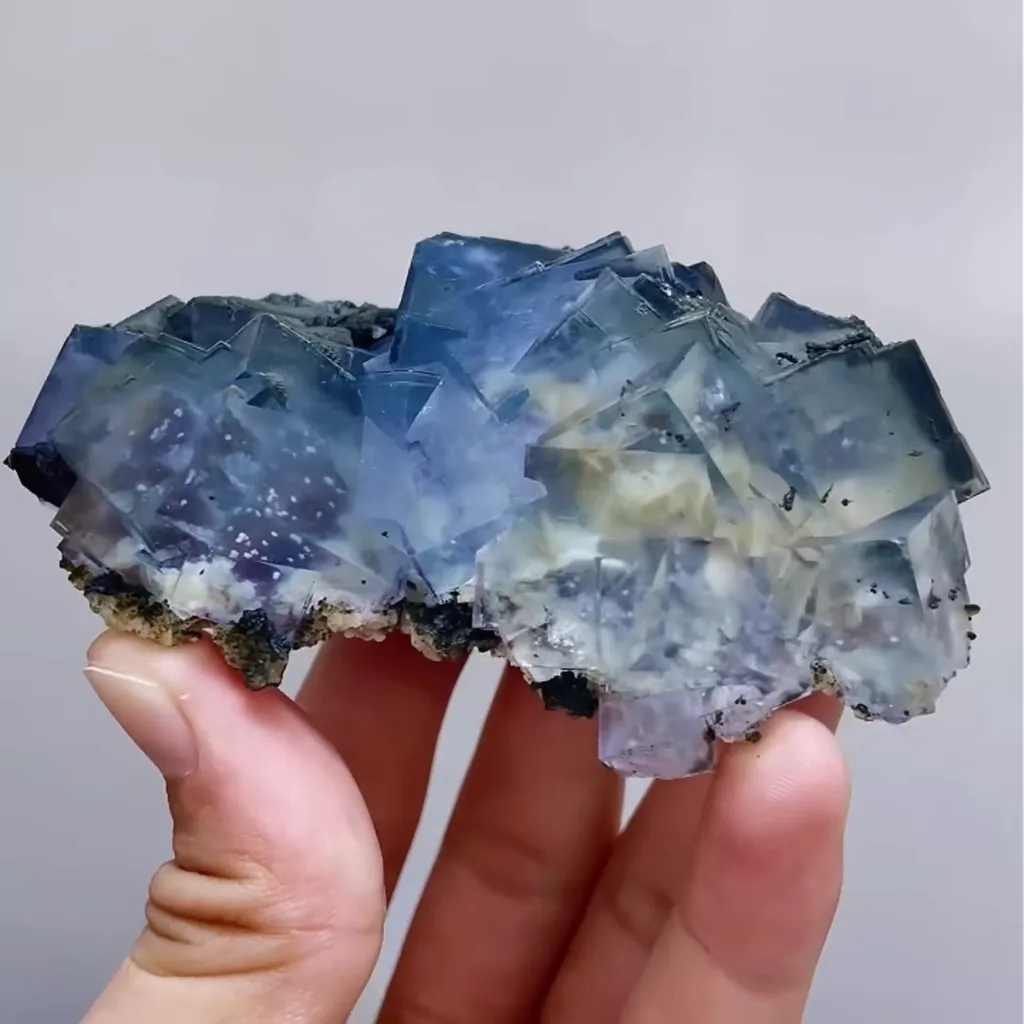 Natural Blue Cubic Fluorite comes from Yaogangxian,Hunan 100*50*25MM - image 2