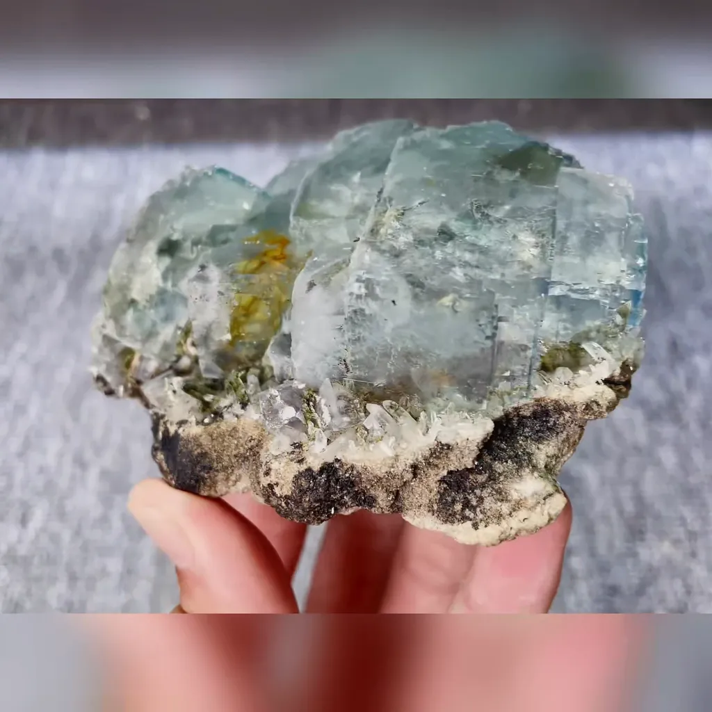 Natural Blue Cubic Fluorite comes from Yaogangxian,Hunan 105*70*45MM - image 2