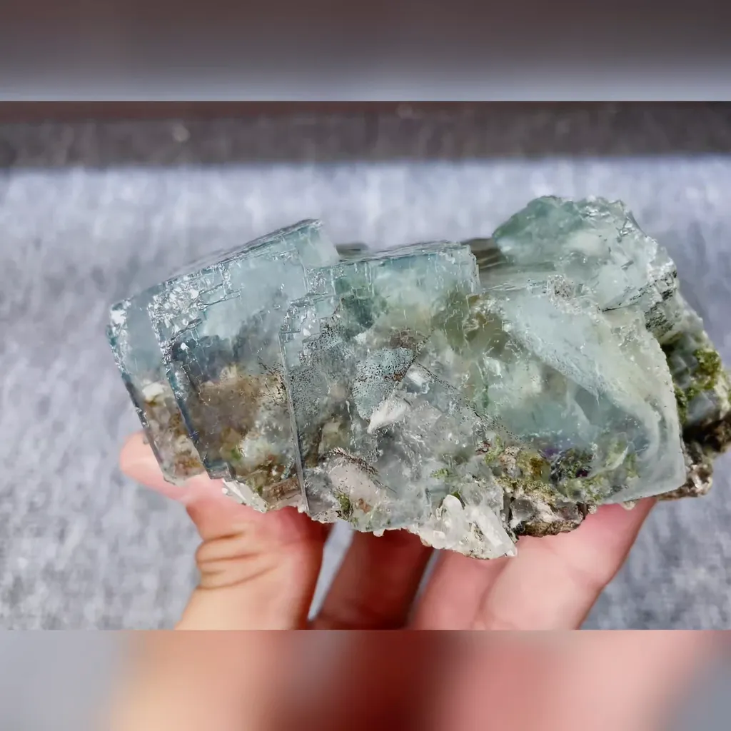 Natural Blue Cubic Fluorite comes from Yaogangxian,Hunan 105*70*45MM - image 3