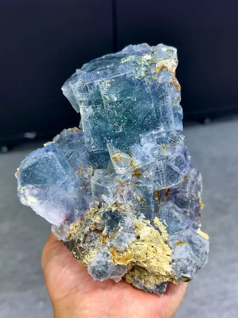 Natural Blue Cubic Fluorite comes from Yaogangxian,Hunan 120*150*100MM image