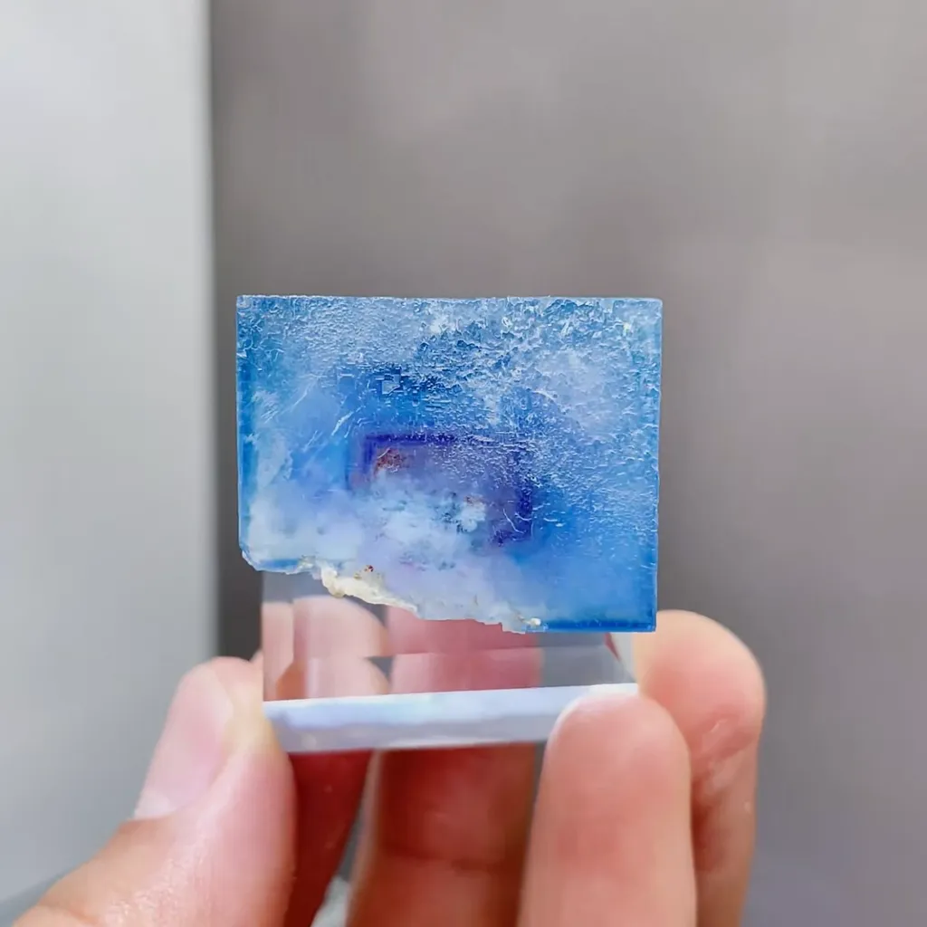 Natural Blue Cubic Fluorite comes from Yaogangxian,Hunan 30*20*30MM image