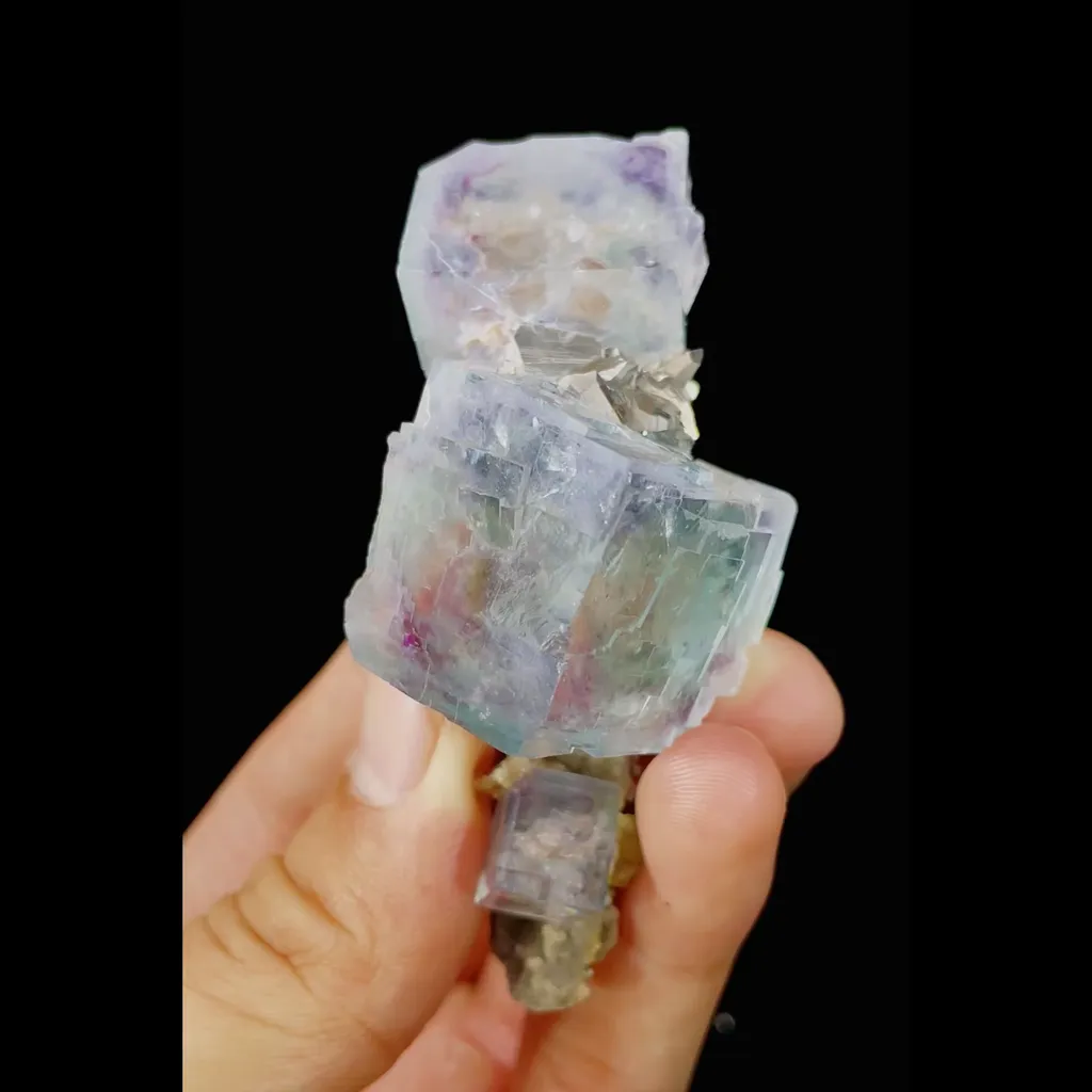 Natural Blue Cubic Fluorite comes from Yaogangxian,Hunan 40*25*75MM image