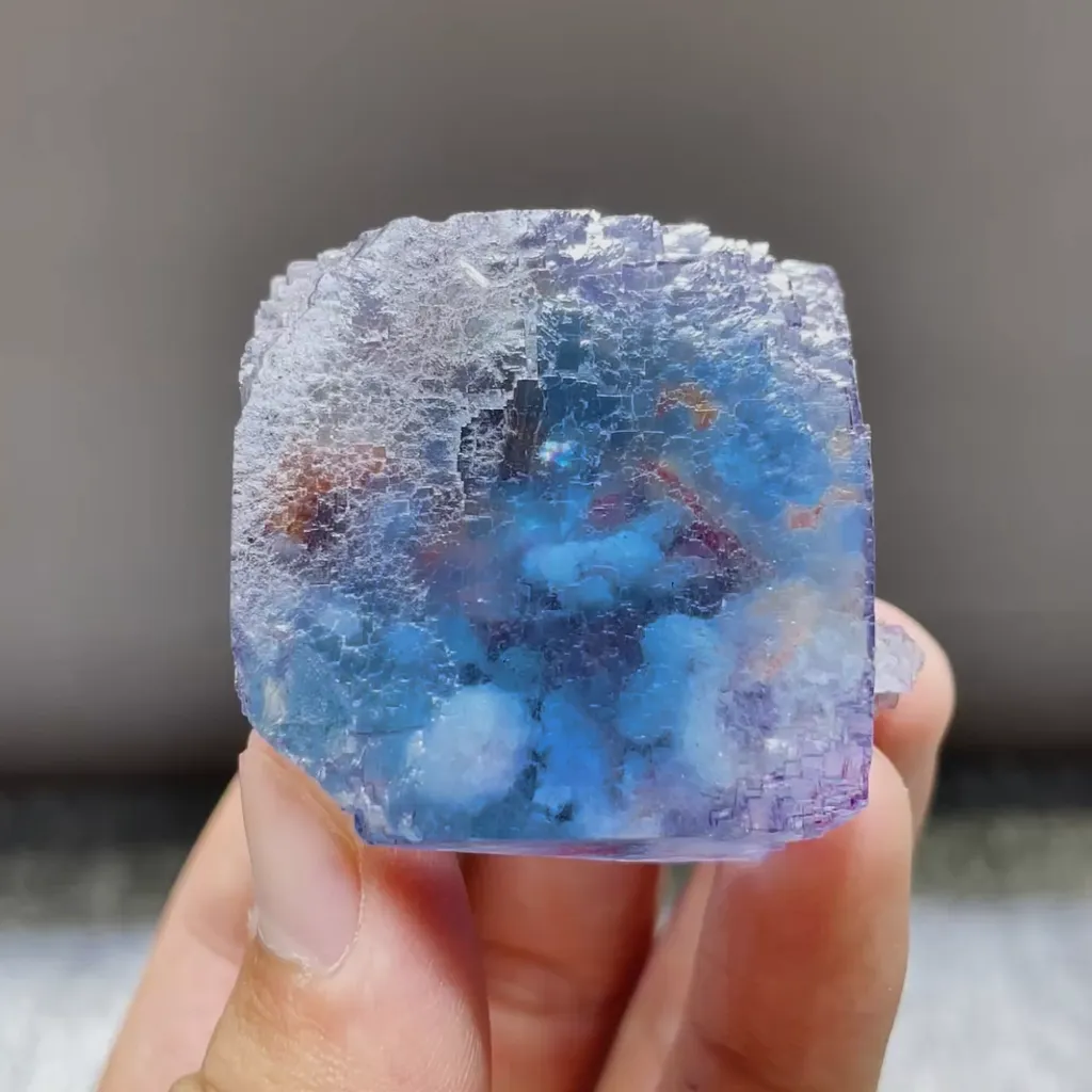 Natural Blue Cubic Fluorite comes from Yaogangxian,Hunan 40*40*30MM image