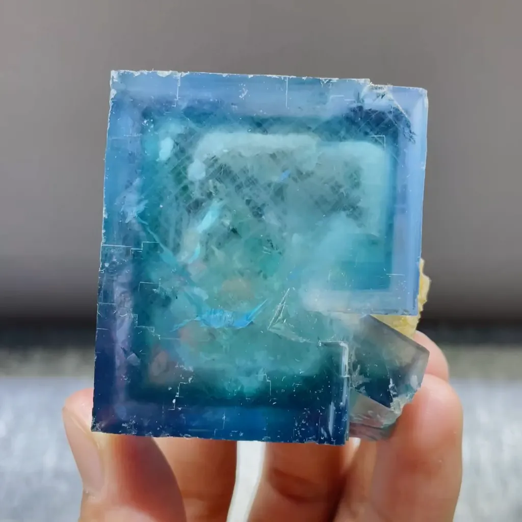 Natural Blue Cubic Fluorite comes from Yaogangxian,Hunan 50*45*30MM image