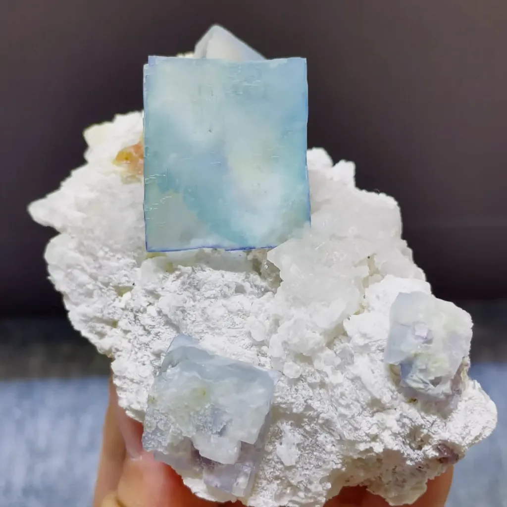 Natural Blue Cubic Fluorite comes from Yaogangxian,Hunan 60*45*90MM image