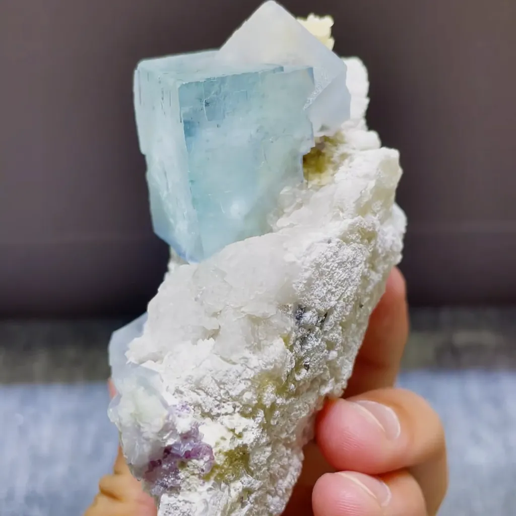Natural Blue Cubic Fluorite comes from Yaogangxian,Hunan 60*45*90MM - image 3