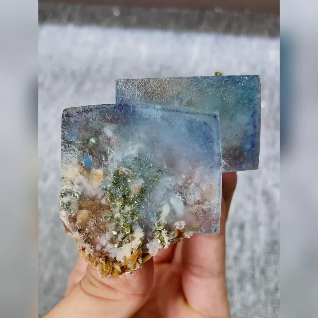 Natural Blue Cubic Fluorite comes from Yaogangxian,Hunan 60*50*25MM image
