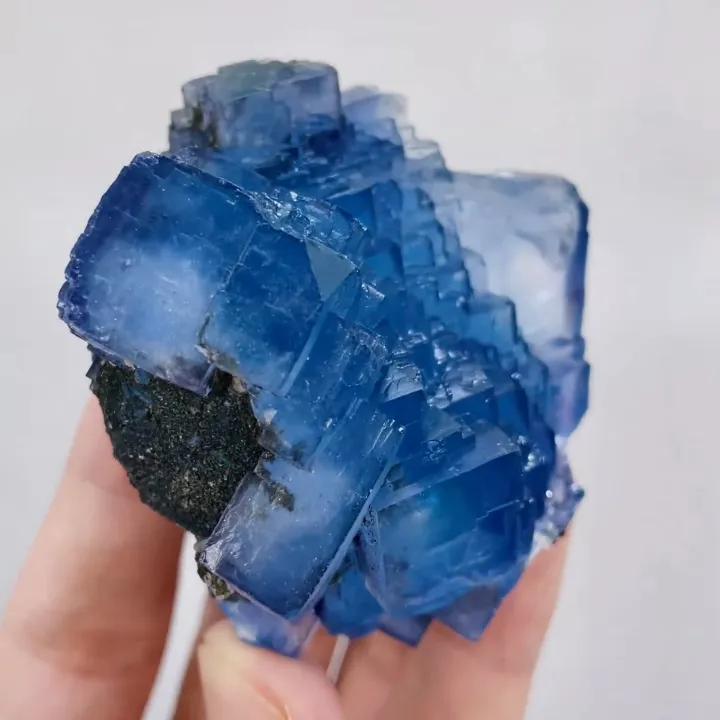 Natural Blue Cubic Fluorite comes from Yaogangxian,Hunan 60*55*30MM image