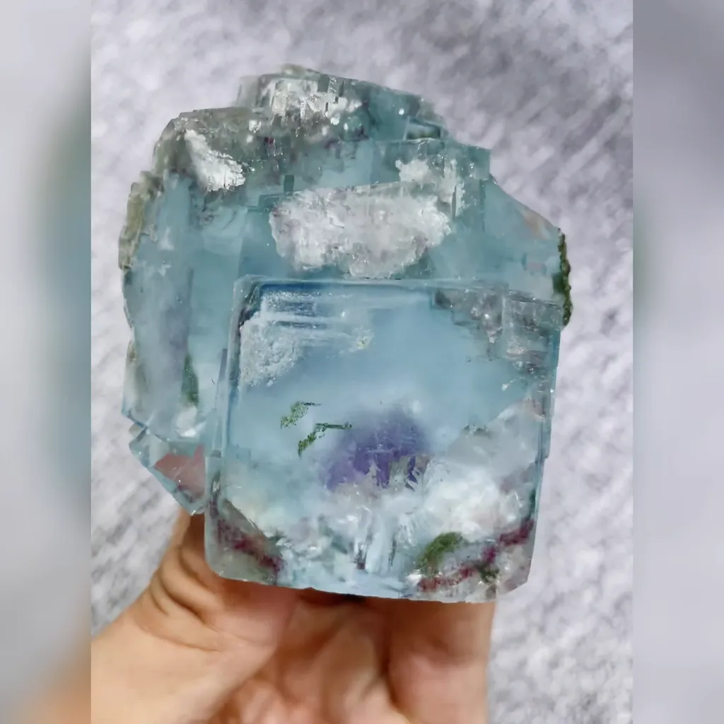 Natural Blue Cubic Fluorite comes from Yaogangxian,Hunan 60*80*40MM - image 2