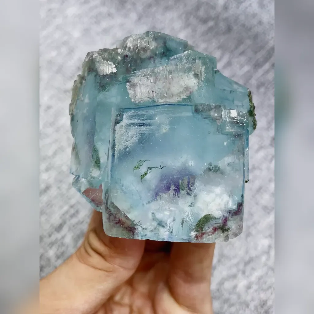 Natural Blue Cubic Fluorite comes from Yaogangxian,Hunan 60*80*40MM image