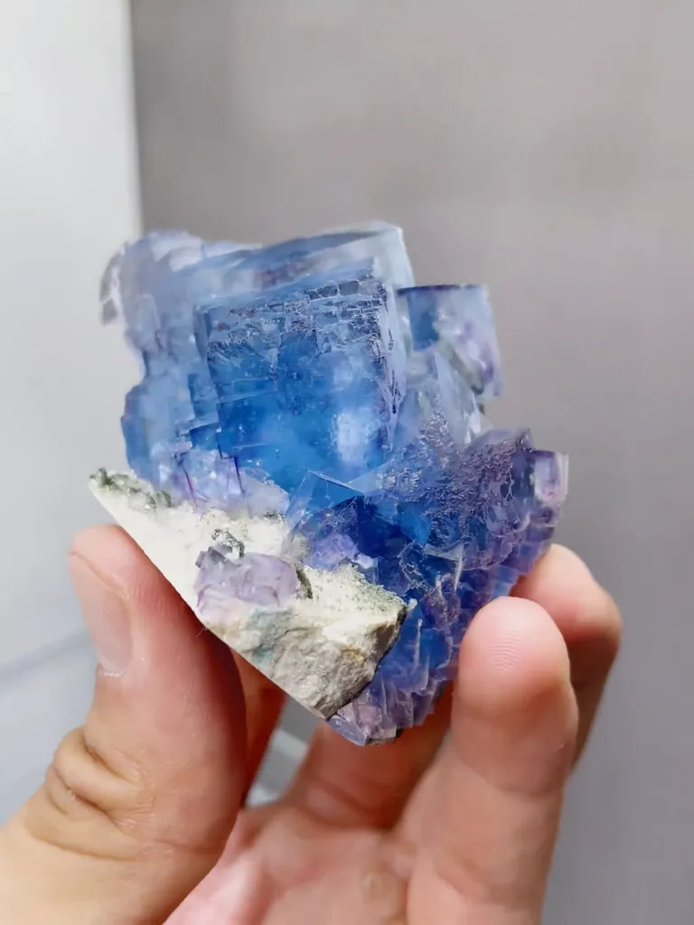 Natural Blue Cubic Fluorite comes from Yaogangxian,Hunan 70*35*50MM - image 4