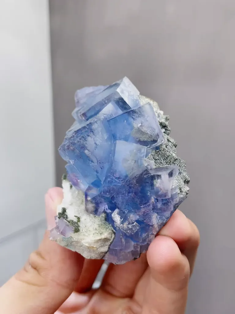 Natural Blue Cubic Fluorite comes from Yaogangxian,Hunan 70*35*50MM - image 2