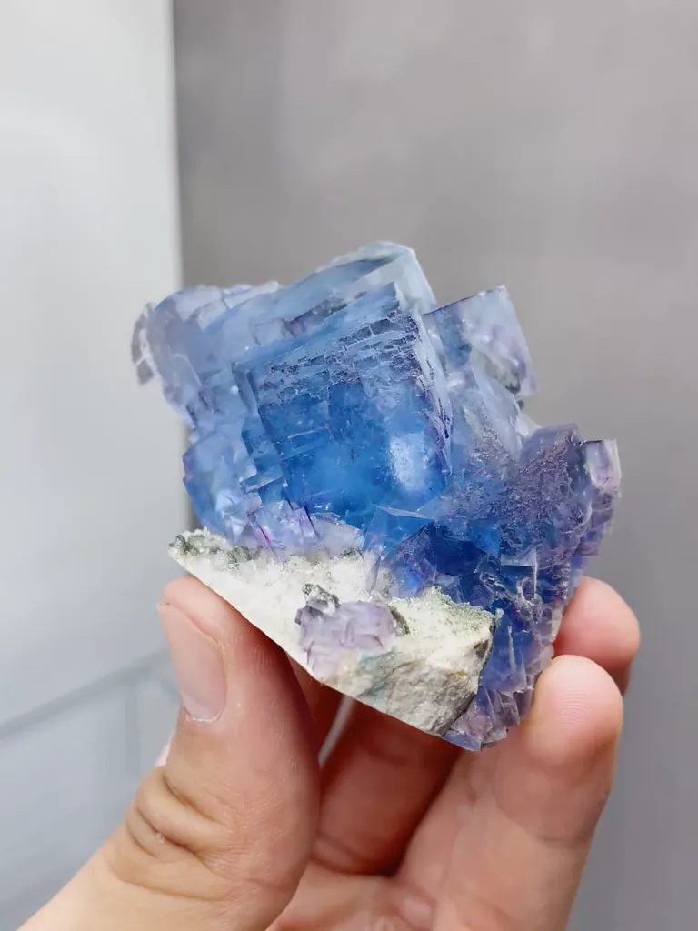 Natural Blue Cubic Fluorite comes from Yaogangxian,Hunan 70*35*50MM image