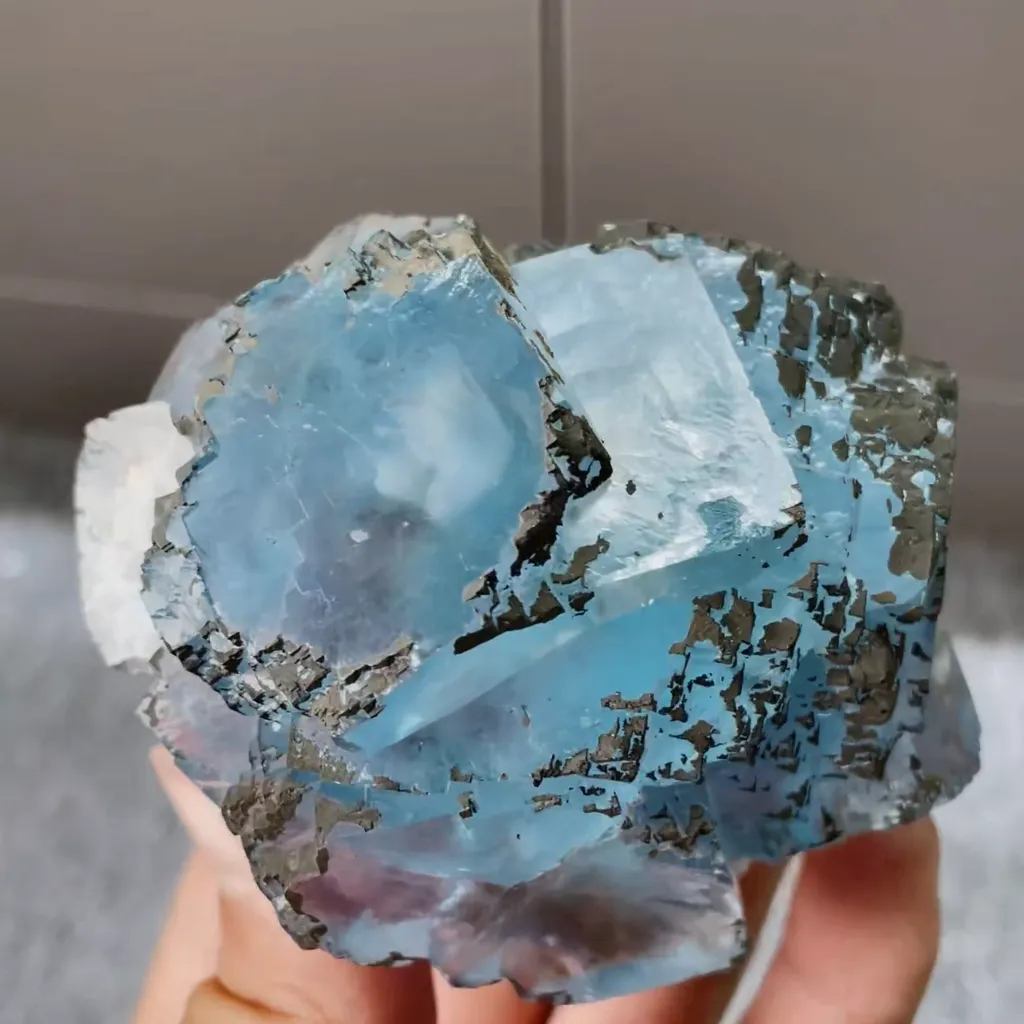 Natural Blue Cubic Fluorite comes from Yaogangxian,Hunan 80*60*45MM - image 4