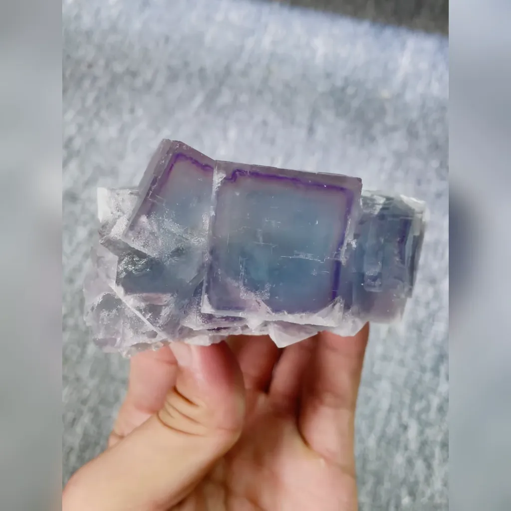 Natural Blue Cubic Fluorite comes from Yaogangxian,Hunan 90*50*45MM image