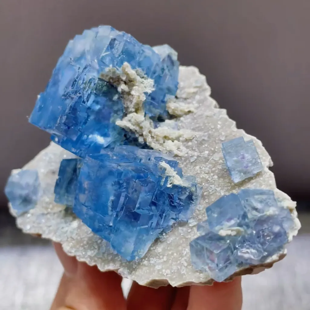 Natural Blue Cubic Fluorite comes from Yaogangxian,Hunan 90*60*45MM - image 2