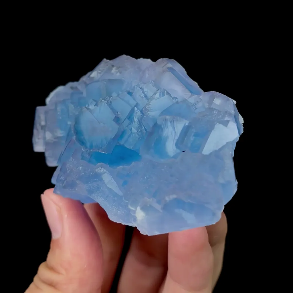 Natural Blue Cubic Fluorite Mineral Specimen,High Quality Specimen,YAO GANG XIAN,HUNAN,CHINA(80*55*30mm) image