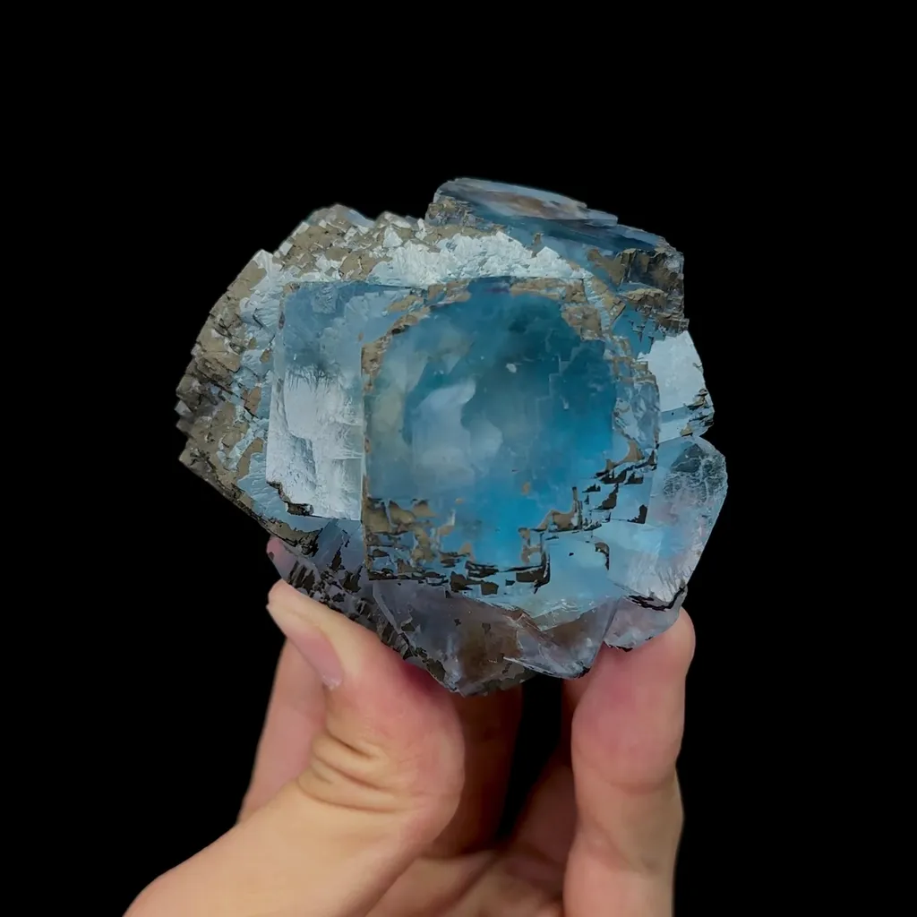 Natural Blue Cubic Fluorite Mineral Specimen,High Quality Specimen,YAO GANG XIAN,HUNAN,CHINA(80*60*45mm) image