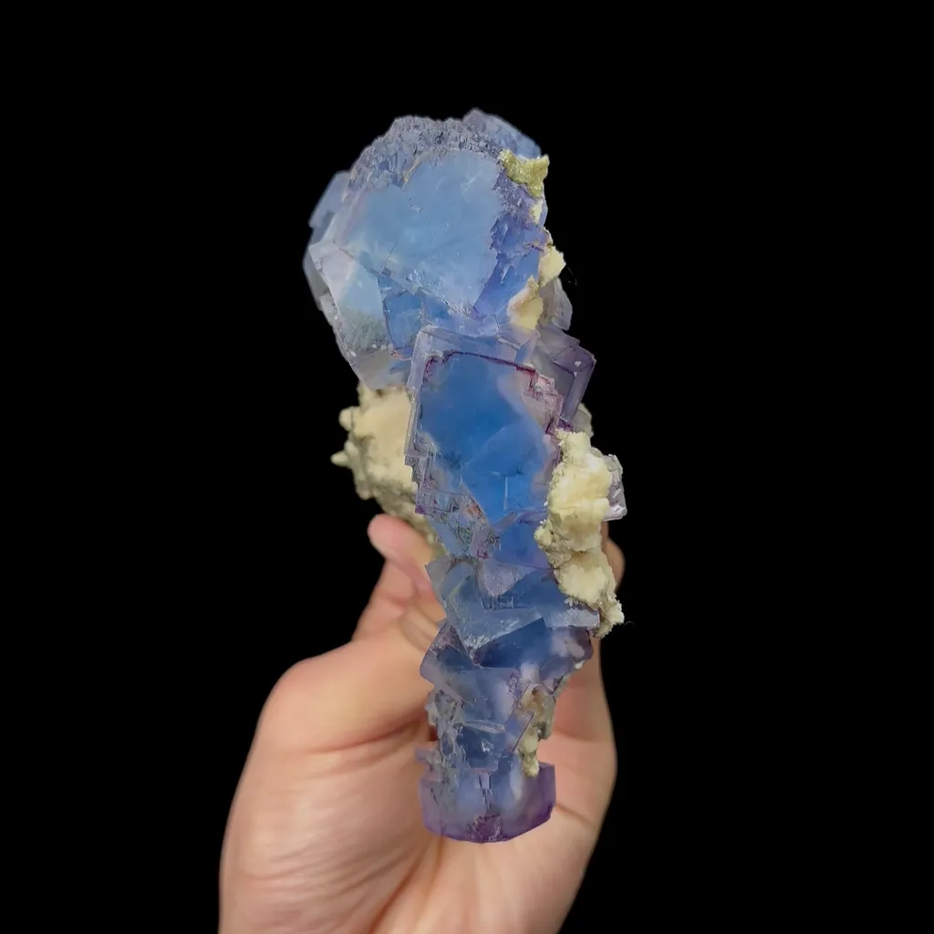 Natural Blue Cubic Fluorite, Mineral Specimen:Yaogangxian,Hunan (50*70*140MM) image