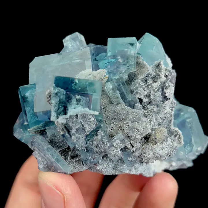 Natural Blue Cubic Fluorite, Mineral Specimen:Zhejiang,China (75*50*50MM) image