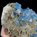Natural Blue Cubic Fluorite with Quartz Cluster and Goethite, Mineral Specimen:Shizhuyuan,Chenzhou (170*140*90MM) - image 2