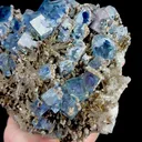 Natural Blue Cubic Fluorite with Quartz Cluster and Goethite, Mineral Specimen:Shizhuyuan,Chenzhou (170*140*90MM) - image 3