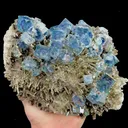 Natural Blue Cubic Fluorite with Quartz Cluster and Goethite, Mineral Specimen:Shizhuyuan,Chenzhou (170*140*90MM) - image 4
