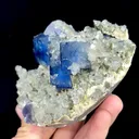 Natural Blue Cubic Fluorite with Smoky Quartz and Calcite, Mineral Specimen:Fujian,China (100*105*55MM) - image 3