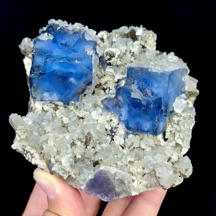 Natural Blue Cubic Fluorite with Smoky Quartz and Calcite, Mineral Specimen:Fujian,China (100*105*55MM) - image 6