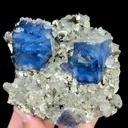 Natural Blue Cubic Fluorite with Smoky Quartz and Calcite, Mineral Specimen:Fujian,China (100*105*55MM) - image 5