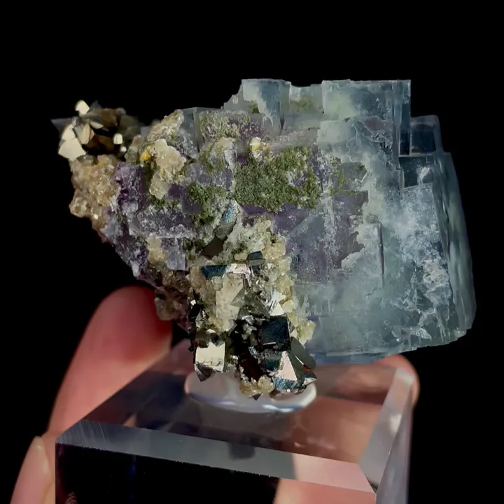 Natural Blue Fluorite and Arsenopyrite, Mineral Specimen:Yaogangxian,Hunan (50*35*50MM) - image 5