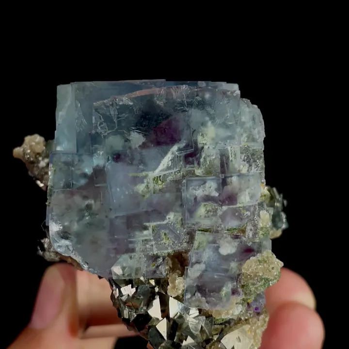 Natural Blue Fluorite and Arsenopyrite, Mineral Specimen:Yaogangxian,Hunan (50*35*50MM) - image 4