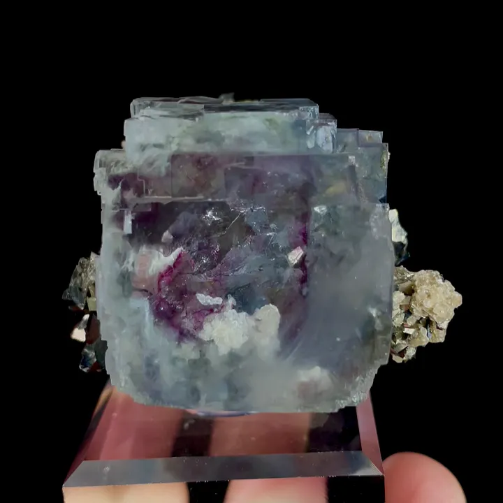 Natural Blue Fluorite and Arsenopyrite, Mineral Specimen:Yaogangxian,Hunan (50*35*50MM) image